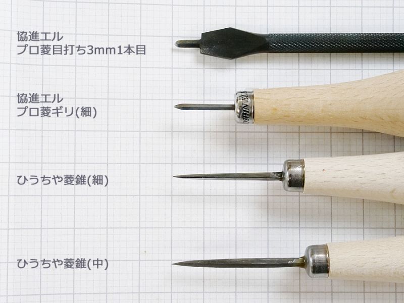 レザーワークス|道具・工具|ステッチ関連道具|ひうちや菱錐|レザークラフト材料通販ページ